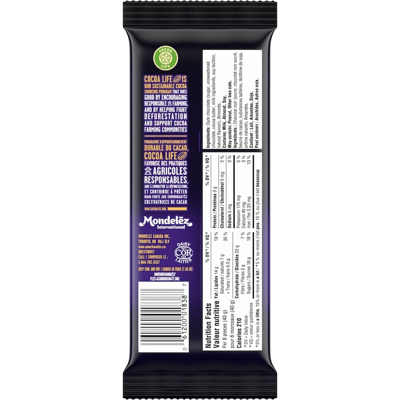 Cadbury Burnt Almond Dark Chocolate Bar