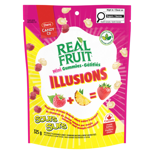 Dare Real Fruit Candy Illusions Sour Raspberry Pineapple 325 g – Canadian Exclusive Candy with a Twist