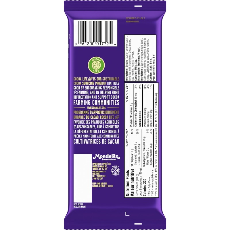 Cadbury Golden Caramelized White Chocolatey Candy Bar (Sustainably Sourced Cocoa)
