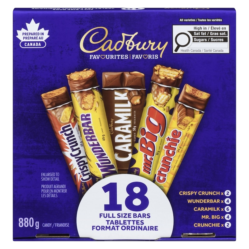 Cadbury Canadian Variety Pack – 18 Full Size Chocolate Bars