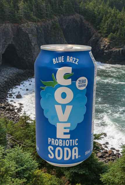 Cove Blue Razz Soda – Sparkling Blue Raspberry Prebiotic Soda Drink