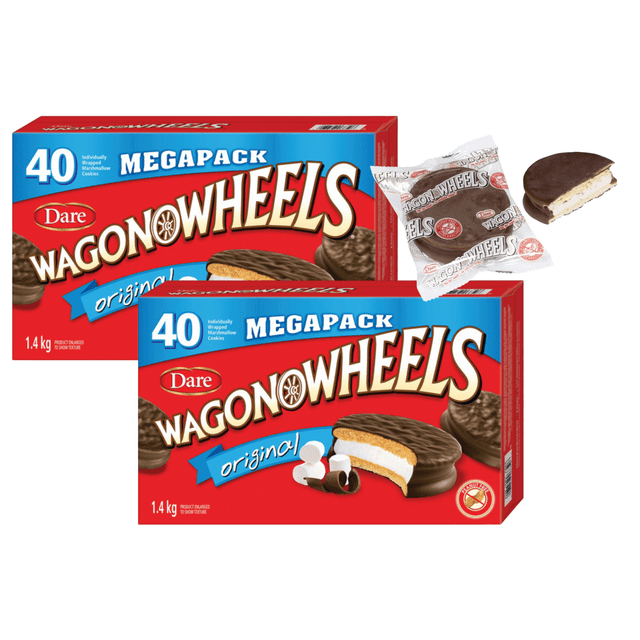 Dare Wagon Wheels Chocolate Coated Marshmallow Cookies, 1.4 kg (Pack of 2), 80 Cookies Total