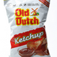 Bag of Old Dutch Ketchup chips on a white background